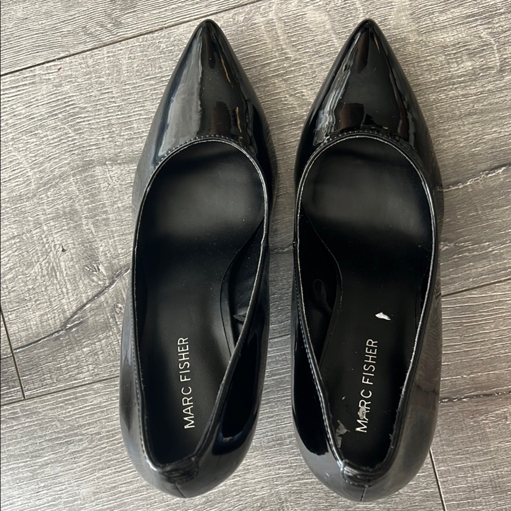 Marc Fisher Black Patent Pointed-Toe Pumps